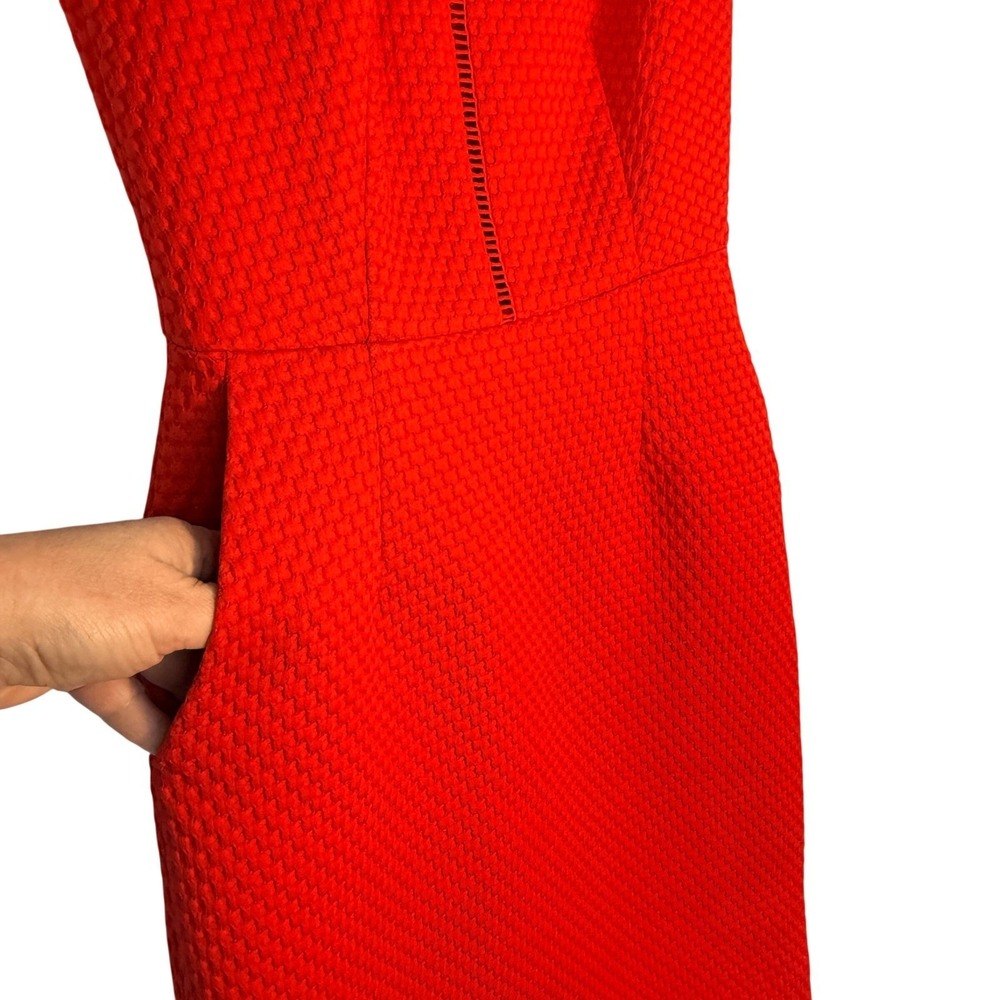 J.Crew Portfolio Dress Red Textured Matelasse Sheath Dress Size 00 - Picture 9 of 10